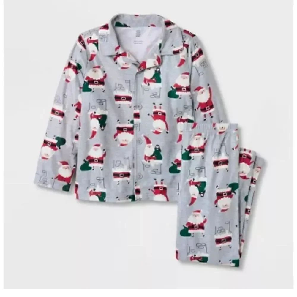 NWT Christmas Boy's Button down Pajamas Set